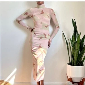 Revolve AFRM Shailene Long Sleeve Mesh Camo Bodycon Dress Size L - Picture 1 of 13