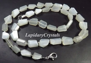 Natural Siloni Moonstone Necklace 8-12 mm Faceted Step Cut Tumble Nugget LC-1248 - Picture 1 of 8