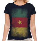 CAMEROON FADED FLAG LADIES T-SHIRT TEE TOP CAMEROUN FOOTBALL CAMEROONIAN SHIRT