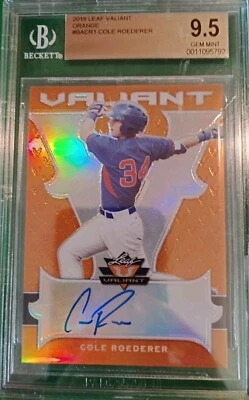 2018 Leaf Valiant Orange Refractor Auto - #BACR1 Cole Roederer (RC) 25/35 - Image 1 of 2