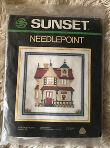 Vintage 1983 Sonnenuntergang Nadelstich Kit Heritage House Sampler 16"" x 16"" Neu Neu in Verpackung - Bild 1 von 9