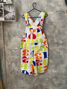 Benetton 012 Vintage 80s Cotton Fancy Colorful Numbers Overalls - Picture 1 of 8