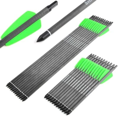 AMEYXGS 12/24X Armbrustpfeile 7.5 Zoll 15 Zoll Carbonpfeile Pfeilspitzen Bogenschießjagd