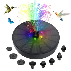 Solar Bird Bath Fountain, 3W Solar Powered Water Fountain with Color LED Ligh... - Picture 1 of 7
