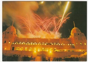 London; Wembley Stadium Twin Towers At Night With Fireworks PPC, c 1990's - Foto 1 di 2