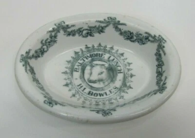 BALTIMORE LUNCH H L BOWLES Antique Restaurant Ware Dish Dairy Cow Lunchroom Ad - Image 1 of 4