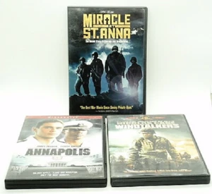 3 DVDs MIRACLE AT ST. ANNA Annapolis WINDTALKERS Man Cave War Movies For Dad - Imagen 1 de 2