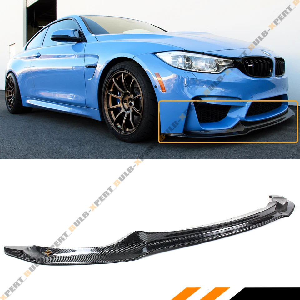 Para 2015-19 BMW F80 M3 F82 F83 M4 V estilo fibra de carbono para-choque dianteiro divisor de lábios - Imagem 1 de 4