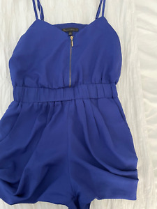 Lucca Couture Women Blue Short Romper XS Zipper READ