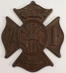 Fireman Cast Iron Fireman Plaque With Antique Patina - Picture 1 of 3