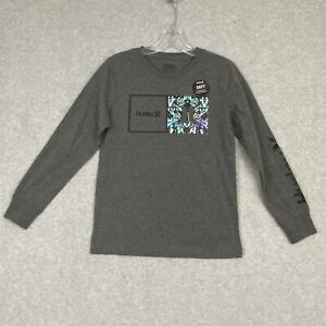 Hurley T-Shirt Boys Youth M 10-12 Yrs Grey Long Sleeve Cotton Blend Tee