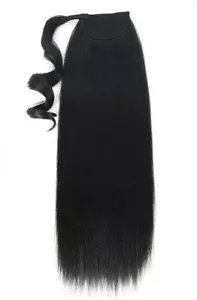 Straight Ponytail Real as Human Hair Extensions Wrap Around Black 28 Inches - Picture 1 of 6