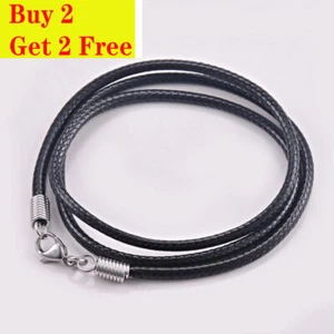 Women Men Necklace Cord Leather Cord Wax Rope Chain Stainless Steel Clasp DIY ⇘ - Picture 1 of 15