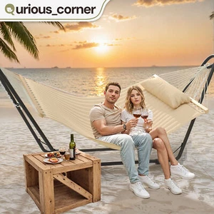 12f Portable Hammock Hanging Chair Cushion Swing Bed Stand Steel Indoor Outdoor - Picture 1 of 11