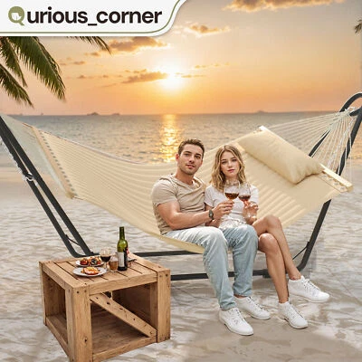 12f Portable Hammock Hanging Chair Cushion Swing Bed Stand Steel Indoor Outdoor - Image 1 of 4