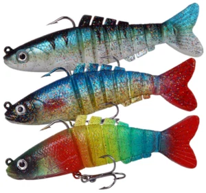 3PCS Esche da Pesca Acqua Salata Morbide Silicone Esche Jig Testa Gancio Wobblers Trolling - Foto 1 di 6