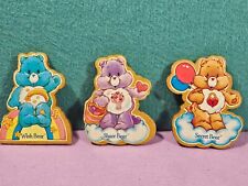 VINTAGE 1985 CARE BEARS SHARE WISH & SECRET BEAR  WOODEN MAGNETS LOT OF 3