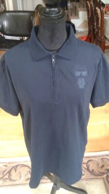 KARL LAGERFELD MEN POLO T SHIRT SIZE 2XL FIT XL NAVY BLUE COLOR - Image 1 of 4