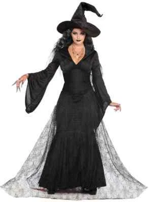 Disfraz de bruja bruja malvada gótico elegante de Halloween para adulto de Niebla Negra Foto 1 de 2