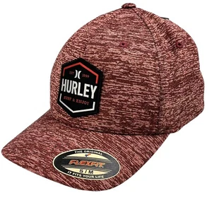 Hurley FlexFit Wilson Baseball Cap Hat Maroon Red S/M Stretch Surf & Enjoy NWT - Picture 1 of 11