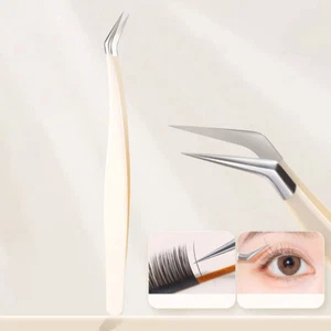 Eyelash Tweezers Eye Lash Clip Remover Tool False Extension Curved Pointed - Picture 1 of 16