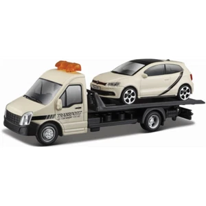 Bburago 31403 Vw Polo Gti Mark 5 + Flatbed Transporter C Cream 1:43 - Picture 1 of 1