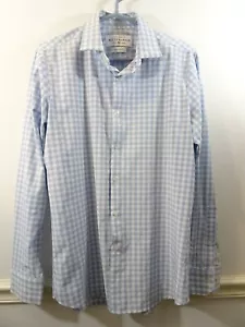 Mizzen + Main Leeward Long Sleeve Button Up Shirt Men Size M Trim Fit White Blue - Picture 1 of 3