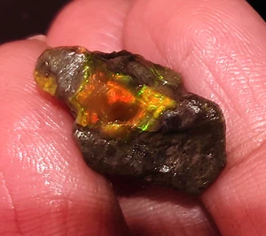 Natural 7.95 Ct Ethiopian A+BLACK Opal Welo Rough Multi-Fire Certified GEMSTONE - Picture 1 of 11