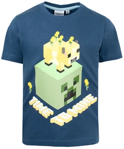 T-shirt blu navy per ragazzo verde creeper età 6-12 maniche corte 100% cotone - Foto 1 di 7