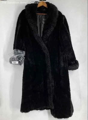 Abrigo de invierno Terry Lewis para mujer negro de piel sintética manga larga exterior talla grande Foto 1 de 4