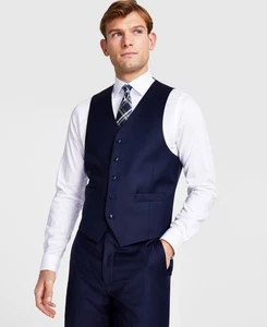 Michael Kors Mens Classic fit Button-Up Suit Vest Small Blue Solid Stretch - Picture 1 of 1
