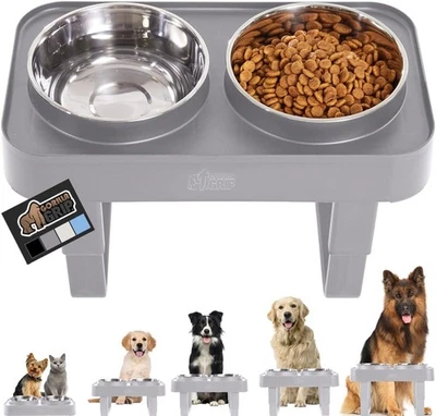 GORILLA GRIP Soporte Elevado para Cuencos para Perros, Juego de 2 Cuencos de Comida de Acero Inoxidable de 6 Tazas, Foto 1 de 4