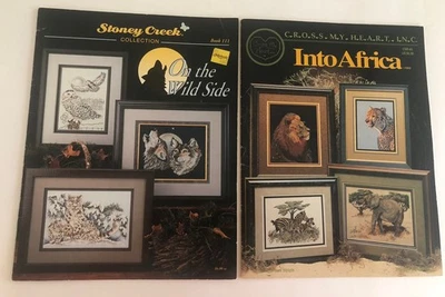 Vintage Lot of 2 Counted Cross Stitch Booklets On The Wild Side & Into Africa - Image 1 of 4