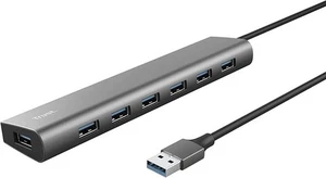 Trust Halyx 7 Port USB Hub 3.2 Gen 1, Slim Adapter with USB-C Power Port - Picture 1 of 11
