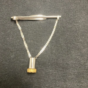 Vintage Swank Tie Clip Sterling Silver With Sterling Silver Chain - Picture 1 of 8