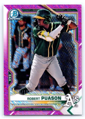Robert Puason - 2021 Bowman RC Rookie Fuchsia Shimmer Refractor #'d/199 - Image 1 of 3