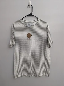 Camisa blanca a rayas cuello redondo manga corta A4 PX para hombre XL NUEVA CON ETIQUETAS - Imagen 1 de 4