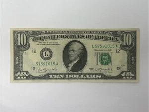 Series 1977 $10 Ten Dollar Bill Error Extreme Ink Smear Paper Money Error #1293 - Picture 1 of 6