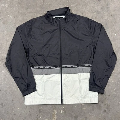 Stussy Mens Wraparound Black / White Windbreaker Ultralight Jacket Men’s XXL - Image 1 of 4