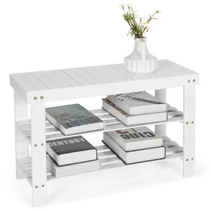 3-Tier Storage Shelf Holder Shoe Shelf Organizer Home Entryway Hallway White - Picture 1 of 8