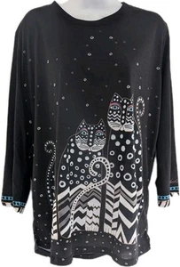 LAUREL BURCH Woman's Plus Size Long Sleeve Pullover Blouse w/Graphics - Size XXL - Picture 1 of 5