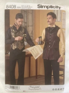 Camisa Chaleco Hombre Simplicity Patrón Costura 8408 Talla 38-44 Disfraz Steampunk - Imagen 1 de 3