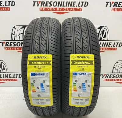 2 X 155 65 14 SONIX X-COMFORT 155/65R14 75T M+S C & B RATED M+S TYRES 1556514 - Image 1 of 4