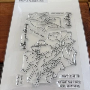 Juego de estampillas transparentes Altenew Paint A Flower Iris Flower Grow Believe Keep How You Got - Imagen 1 de 4