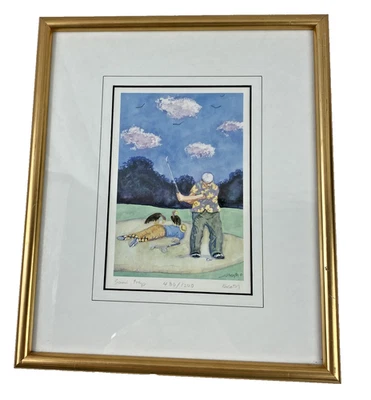 Vintage Heath Sand Trap Golf Art Print Framed Limited Edition Signed Humor 480/1 - Image 1 of 4
