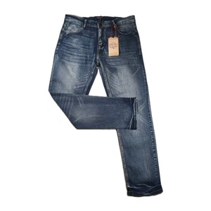 Stitches & Rivets Stretch Denim Jeans Men’s 34x30 Blue Bleach Faded Tapered Leg - Picture 1 of 7