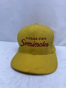 cappello vintage florida stato seminole università raro lana gialla con chiusura a scatto - Foto 1 di 8