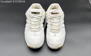 Nike Men White Gold Solid Leather Low Sneaker Airliner Casual Shoes Size 10 - Picture 1 of 7