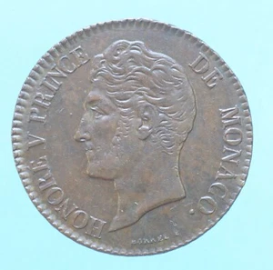 PRINCIPATO DI MONACO HONORE V 5 CENTIMES 1838 MONETE DA COLLEZIONE RAME COPPER - Imagen 1 de 2