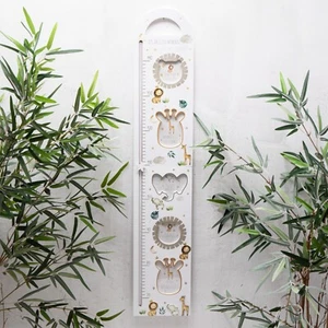 Baby Height Chart Childrens Animal Safari White Wood Jungle Photo Nursery Decor - Picture 1 of 4